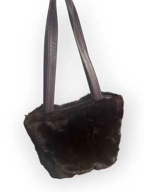 Vintage Neiman Marcus Brown Faux Fur Tote Bag